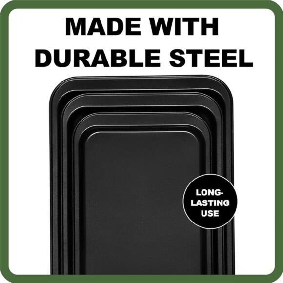 Baking Sheet Tray Set, 3 Pack Cookie Sheet Pan for Oven, Nonstick Bakeware Sets - Picture 5 of 7